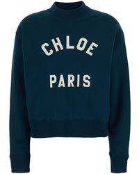 Chloé - Felpa Girocollo Con Stampa Logo Lettering - Lyst