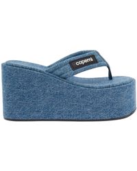 Coperni - Light Sandals With Wedge And Logo Patch - Lyst