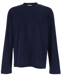 Ami Paris - Long-Sleeve T-Shirt With Adc Embroidery On The Front - Lyst