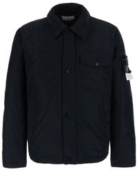 Stone Island - Tech Fabric Jacket With Classic Collar & Logo Sleeve Patch - Lyst