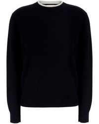 Loulou de Saison - Otis Contrast Collar Sweater With Contrast Collar And - Lyst
