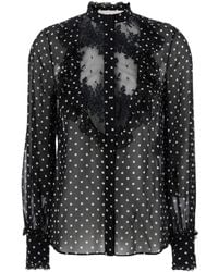 Valentino - Camicia Girocollo Con Ricamo Floreale E Motivo A Pois All-Ov - Lyst
