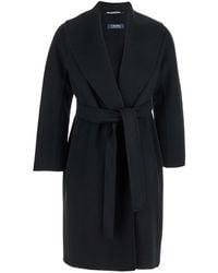 Max Mara - 'Messi' Coat With Shawl Revers And Front Belt - Lyst