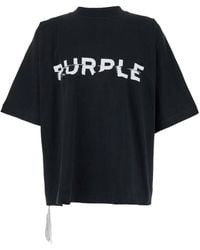Purple Brand - T-Shirt Girocollo Con Maxi Logo Lettering Sul Fronte - Lyst