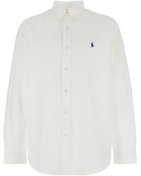 Polo Ralph Lauren - 'Custom Fit' Shirt With Button-Down Colllar And Pony Embroidery On The Front - Lyst