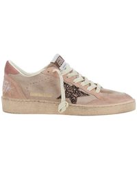 Golden Goose - 'Ballstar' Low Top Sneakers With Glitter Star Patch On The Side And Logo Lettering On The Heel - Lyst