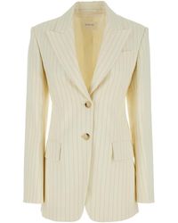 Sportmax - Cream Aversa Single-Breasted Striped Blazer - Lyst