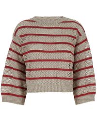 Brunello Cucinelli - Maglia 'Dazzling Striped' Con Motivo A Righe E Desi - Lyst