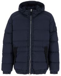 Stone Island - Piumino Con Cappuccio E Patch Logo - Lyst