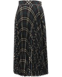 Burberry - Gonna Lunga Plissettata Con Motivo Check - Lyst