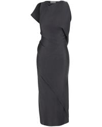 Victoria Beckham - Sleeveless Long Dress With Draping - Lyst