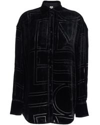 TOTEME - Oversized Shirt With Classic Collar And All-Over Logo Mon - Lyst