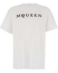 McQueen - T-Shirt Girocollo Con Logo Lettering Sul Fronte - Lyst