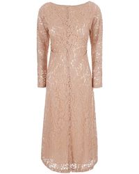 Le Plain - Long Crew Neck Dress With All-Over Lace Embroidery - Lyst