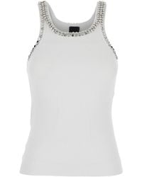 Pinko - Ribbed Knit Sleeveless Top With Stud Embellishments And In - Lyst