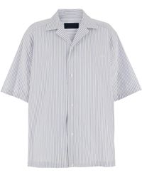 Juun.J - Bowling Shirt With Cuban Collar And All-Over Striped Motif - Lyst