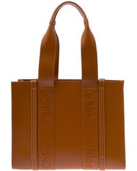 Chloé - 'Woody' Tote Bag With Tonal Logo Detail - Lyst