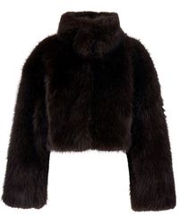 ROTATE BIRGER CHRISTENSEN - Fur Jacket With Crop Design And High Collar - Lyst