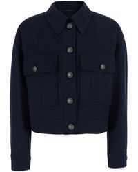 Brunello Cucinelli - Cropped Wool Jacket Blazers - Lyst