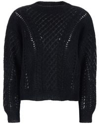 Twinset - Crewneck Sweater With Logo Plaque On The Rear And Perfor - Lyst