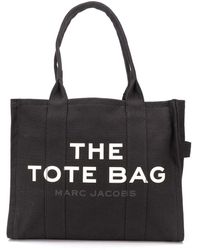 Marc Jacobs - Borsa shopper 'the large tote' con stampa logo a contrasto in cotone donna - Lyst