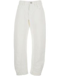 Jil Sander - Jeans With Logo Patch On The Rear And Fringed Hem - Lyst