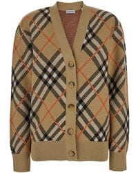Burberry - Cardigan With Check Motif - Lyst