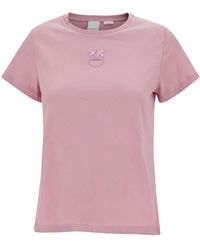 Pinko - Crewneck T-Shirt With Love Birds Embroidery - Lyst