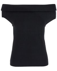 TOTEME - Off-Shoulder Double-Knit Top - Lyst