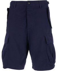 DSquared² - Blue Shorts With Wide Leg And Four Flap Pockets With Buttons In Cotton Stretch Man - Lyst