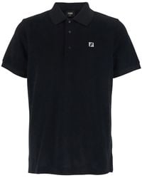 Fendi - Cotton Piquet Polo With Metallic Ff Logo On Front For - Lyst