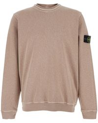 Stone Island - Crewneck Sweatshirt With Dropped Shoulders And Logo - Lyst
