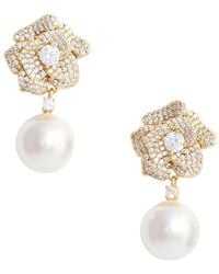 Self-Portrait - Colored Earrings With Flower Silhouette And Pearl - Lyst