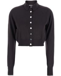 Sportmax - 'Perseo' Cropped Cardigan With Button Down Collar And R - Lyst