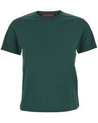 Gucci - Cotton T-Shirt With Gg Incrocio Logo Detail - Lyst