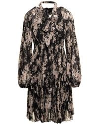 Zimmermann - Black Floral-printed Pleated Sunray Mini Dress In Chiffon Woman - Lyst