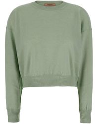 Twinset - Crew Neck Sweater With Dropped Shoulders And Crop Design - Lyst
