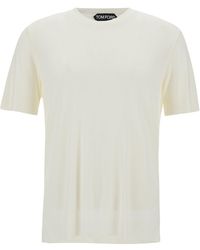 Tom Ford - Crewneck T-Shirt With Ribbed Trim - Lyst