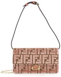 Fendi - Borsa A Tracolla Con Motivo Ff All-Over E Placca Ff Metallica Su - Lyst