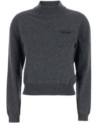 Brunello Cucinelli - Sweater With Mock Neck And Monil Detail On The Front - Lyst