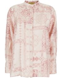 Momoní - Shirt With Raised Collar And All-Over Print - Lyst
