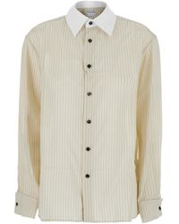 Bottega Veneta - Shirt With Pointed Collar And All-Over Stripes In - Lyst