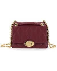 Burberry - Bordeaux Quilted Crossbody Bag With Ekd Plaque On The Front And Chain-Link Shoulder Strap - Lyst