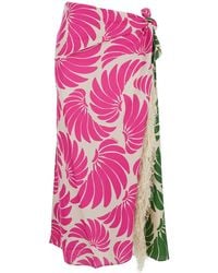 FARM Rio - Midi Skirt Floral Knot Linen Blend - Lyst