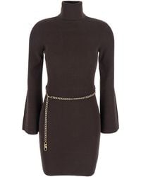 MICHAEL Michael Kors - Mini Dress With Chain Belt And Logo Plaque On The Rear - Lyst