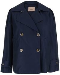 Twinset - Short Double-Breasted Trench Coat - Lyst