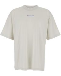 Balenciaga - Crewneck T-Shirt With Logo Lettering On Front And Rear - Lyst