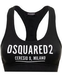 DSquared² Top in cotone stretch e stampa logo d-squaured2 donna - Nero