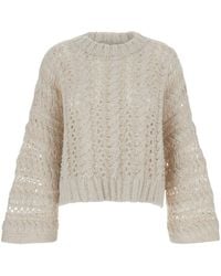 Antonelli - Crewneck Sweater With Braided Knit Detail - Lyst