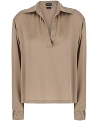 Tom Ford - Shirt With Wide Collar And V-Neck - Lyst